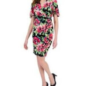 KASPER NEW WOMENS PRINTED SIGNATURE FLORAL DRESS SIZE PS